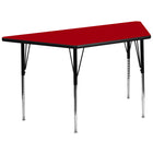 Flash Furniture – Table d’activités trapézoïdale de 30 x 60 (po), surface stratifiée thermofusionnée et pattes réglables, rouge-Stratifié, rouge