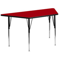 Flash Furniture – Table d’activités trapézoïdale de 30 x 60 (po), surface stratifiée thermofusionnée et pattes réglables, rouge-Stratifié, rouge