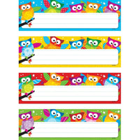 Trend Enterprises - Ensemble de plaques signalétiques Desk Toppers, étoiles chouettes, 32/paquet (T-69910)-Thème/conception : Oiseaux et hiboux
