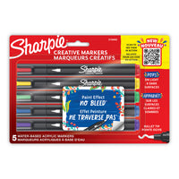 Marqueurs créatifs Sharpie - acryliques à base d’eau - pointe ronde - couleurs assorties - paquet de 5-Marqueurs créatifs avec une encre semblable à la peinture qui ne passe pas à travers le papier