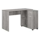Monarch Specialties - 7346 Bureau 46 po - Gris Industriel/Cabinet De Rangement-Bureau d'ordinateur d'angle avec rangement dans une finition faux bois gris industriel et poignées de tiroir dans une finition argentée complémentaire