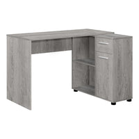 Monarch Specialties - 7346 Bureau 46 po - Gris Industriel/Cabinet De Rangement-Bureau d'ordinateur d'angle avec rangement dans une finition faux bois gris industriel et poignées de tiroir dans une finition argentée complémentaire