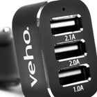 Veho – Chargeur de voiture triple USB 5V 5.1A VAA-010 pour tout dispositif à chargement USB-Idéal pour téléphones intelligents, cigarettes électroniques, tablettes, la gamme de caméras MUVI K-Series ou tout autre dispositif rechargeable USB