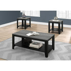 Monarch Specialties - 7992P Ens De Tables - 3Pcs/Noir/Dessus Gris-Un style à la mode avec la tendance contemporaine, cet ensemble de table de salon inclut une table basse et deux tables de bout.