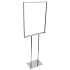 Eddies Hang-Up Display Ltd. Porte-affiche au sol avec tube rond - Chrome - 22x28 po (hauteur 60 po)-Support de panneau au sol