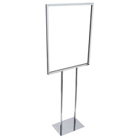 Eddies Hang-Up Display Ltd. Porte-affiche au sol avec tube rond - Chrome - 22x28 po (hauteur 60 po)-Support de panneau au sol