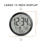 Marathon Watch - Horloge murale numérique ronde de 15 pouces - Noir-Boîtier En Aluminium Solide: Conception robuste avec une finition haut de gamme.
