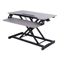 Rocelco - S'asseoir pour se tenir debout surélevé de bureau à hauteur réglable avec plateau à clavier à dégagement rapide - gris-Réhausseur de bureau réglable à haute levée