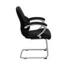 Flash Furniture – Fauteuil d’appoint de direction métallique, noir (H9637L3SIDE)-Rembourrage en LeatherSoft noir