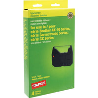 Staples - Ruban pour machine à écrire Brother des séries AX/GX, paq./4-Ruban pour machine à écrire, noir.   