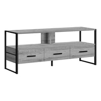 Monarch Specialties - 2617 Meuble Tv - 48 po L/Gris/Metal Noir-Design contemporain et industriel, dans une finition faux bois gris et moderne