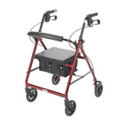 Drive Medical - Rollator avec dossier et siège rembourré, rouge-Rouge, aluminium
