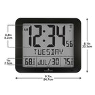 Marathon – Horloge murale atomique avec température intérieure/extérieure, noir (CL030027FD-BK)-Choisissez d'afficher l'heure dans 8 fuseaux horaires différents avec l'option d'activer ou de désactiver l'heure d'été