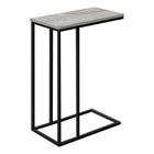 Monarch Specialties - 3762 Table D'Appoint - 25 po H/Gris/Metal Noir-Apportez une touche moderne a votre salon, bureau, chambre familiale ou taniere avec cette table d'appoint en forme de C
