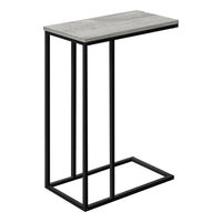 Monarch Specialties - 3762 Table D'Appoint - 25 po H/Gris/Metal Noir-Apportez une touche moderne a votre salon, bureau, chambre familiale ou taniere avec cette table d'appoint en forme de C
