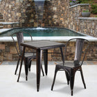 Flash Furniture – Ensemble avec table et 2 sièges empilables, intérieur/extérieur, métal noir/or patiné (CH31330230BQ)-L'ensemble comprend une table et 2 chaises