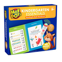 Educational Insights - Hot Dots® Maternelle Essentials Lecture & Math Workbook-préparez-vous pour la maternelle : Pratiquez les compétences clés de la maternelle et renforcez la confiance académique avec cet ensemble de points chauds amusant et interactif avec des leçons colorées et un stylo électronique avec des lumières et des sons