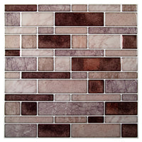 CTG Brands – Carreaux muraux « pelez et collez », multi carrés de 10 po x 10 po, brun/beige, paq./6-Ensemble : livré dans une boîte de 6 feuillets de carreaux muraux de qualité supérieure, adaptés aux surfaces lisses et propres