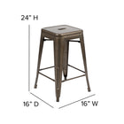 Flash Furniture Tabouret De Bar 24" - Empilable - Gris Gun Metal - Paquet De 4 (4ET3132024GNR)-Convient aux îlots de cuisine et aux restaurants