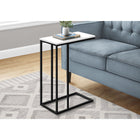 Monarch Specialties - 3760 Table D'Appoint - 25 po H/Blanc/Metal Noir-Avec un dessus fini blanc, cette table de bout en forme de C se glisse facilement sous votre canape, chaise ou lit. Elle comporte des capuchons protecteurs qui la soulevent legerement pour eviter d'endommager le sol.