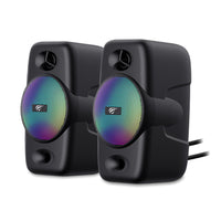 Havit - Haut-parleurs stéréo pour ordinateur – Alimentés par USB, éclairage RVB dynamique, entrée audio stéréo 3,5 mm – Lot de 2-Haut-parleur d'ordinateur à effet d'éclairage RVB dynamique