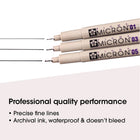 Sakura - Pigma Micron stylos design - #01, #03, #05 - Black - ensemble de 3-Resistant à la decoloration et aux taches sur les surfaces poreuses. Seche rapidement. Ne degorgent pas sur la plupart des papiers