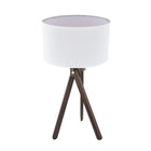 Union & Scale - Essentials - Lampe De Table - Espresso/Blanc-Abat-jour en lin blanc