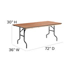 Flash Furniture – Table pliante rectangulaire avec surface de 36 x 72 po, fini bois et revêtement transparent (XA3672P)-7