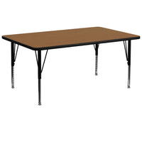 Flash Furniture – Table rectangulaire, surface stratifiée thermocollante, 30 x 72 (po), pieds à hauteur ajustable, chêne-Stratifié chêne