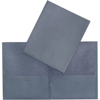 Porte-document à deux pochettes Hilroy, format lettre, bleu foncé-Couverture en papier similicuir bleu foncé. Couleur solide à l'extérieur et à l'intérieur.
