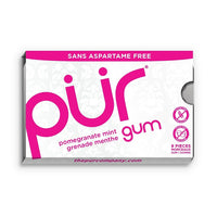 PUR - Paquet de gomme à mâcher à la menthe pomegranate, 9 morceaux-Gomme à mâcher à la menthe pomegranate
