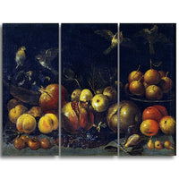 Designart – Toile imprimée, La nature morte, une pomme grenade, Tommaso Realfonso, 3 panneaux (PT5028-3P)-Impression