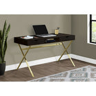 Monarch Specialties - 7210 Bureau 48 po L - Espresso/Metal Or-Construction de tablier épaisse pour un look riche et complète dans votre petite maison, appartement ou condo