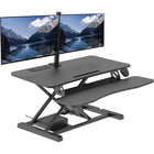 Rocelco - Élévateur de bureau électrique EDR de 37,4po avec portée verticale améliorée, AC-USB et support pour 2 moniteurs, Noir-Le plateau de clavier fixe pleine grandeur de 31,8  pox 11,8 po peut contenir un clavier ou un ordinateur portable