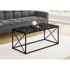 Monarch Specialties - 3783 Table De Salon - 40 po L/Marbre Noir/Metal Noir-La base en X en metal noir ajoute une touche d'elegance et est ideale pour supporter votre cafe, the, livres, ordinateur portable / tablette ou tout autre element decoratif