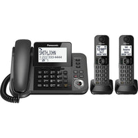Panasonic - Téléphone numérique avec/sans fil avec répondeur et 2 combinés (KXTGF352M)-Comprend la base avec fil et deux combinés supplémentaires