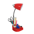 LimeLights -Lampe de bureau organisateur à col de cygne de 18 1/2 po avec support et port USB -Rouge-Utilise une ampoule à culot moyen de type A15 de 15 watts ou une ampoule mini-torsion CFL de 13 watts. Vendu séparément.