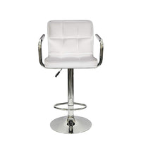 Nicer Furniture - tabouret de bar hydraulique pivotant Hexagram avec accoudoirs - blanc - paquet de 2-Ensemble de 2 tabourets contemporains, recouverts de similicuir polyuréthane durable.
