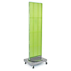 Azar Displays – Présentoir de sol à panneaux perforés 2 côtés, base à roulettes 16 po, 16 x 60 po, vert translucide (700253-GRE)-Comprend une bande porte-affiche en acrylique et repose sur une base en métal à roulettes de 20 po larg. x 5 po haut. x 16 prof. (po). Hauteur totale de 66 po