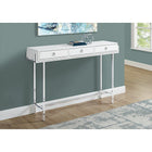Monarch Specialties - 3297 Table D'Appoint - 48 po L/Blanc Lustre/Metal Chrome-Dessus de table spacieux parfait pour placer des livres, des objets décoratifs, des photos
