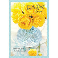 Aline Greetings – Carte de prompt rétablissement générale, roses jaunes, Get Well Soon, paq./18-Papier non couché de qualité supérieure