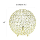 Lampe de table Elegant Designs à paillettes boule de cristal de 10 pouces, dorée-Cordon de 6 pi