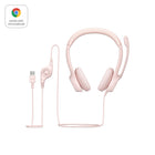 Logitech H390 Casque Stéréo Filaire pour PC/Ordinateur Portable avec Microphone Antibruit -  Rose-Confort Rembourré : Les écouteurs confortables avec bandeau réglable sont dotés de coussinets d'oreille en similicuir pivotants pour des heures de confort et sont faciles à nettoyer