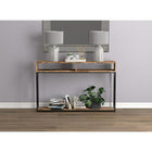 Safdie & Co. 47.25L Table Console - Métal Noir - Bois Brun Récupéré 2 Étagéres Ouvertes-Dessus spacieux, structure robuste et deux vastes étagères a concept ouvertes.