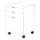 Monarch Specialties - 7583 Classeur 3 Tiroirs - Blanc Lustre-La finition blanc lustre combinee avec les poignees integrees fait la combinaison parfaite pour n'importe quel style