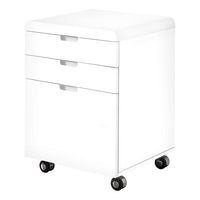 Monarch Specialties - 7583 Classeur 3 Tiroirs - Blanc Lustre-La finition blanc lustre combinee avec les poignees integrees fait la combinaison parfaite pour n'importe quel style