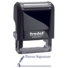 Trodat - Printy ''Parent Signature'' Self-Inking Stock Stamp - Anglais - Encre Bleue-Le message est « Signature parent » à l’encre bleue