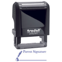 Trodat - Printy ''Parent Signature'' Self-Inking Stock Stamp - Anglais - Encre Bleue-Le message est « Signature parent » à l’encre bleue