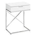 Monarch Specialties - 3470 Table D'Appoint - 24 po H/Blanc Lustre/Metal Chrome-Dessus de table rectangulaire spacieux fini en blanc lustré