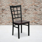 Flash Furniture - Chaise de restaurant de la série HERCULES en métal noir à dossier fenêtre - siège en bois d'acajou-Assemblage soudé